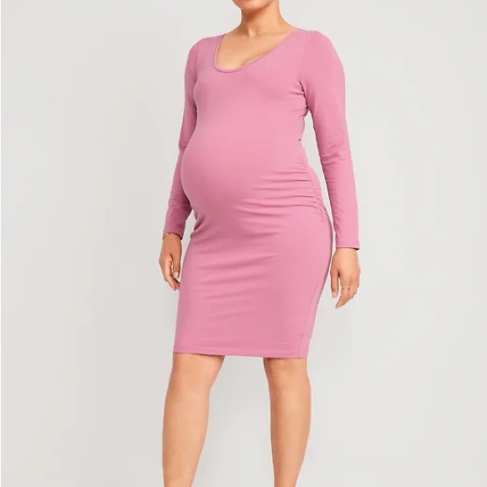 Pink Bodycon Maternity Dress
